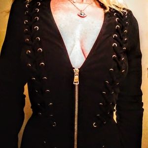 BEBE NWT black suede dress with lacing size small